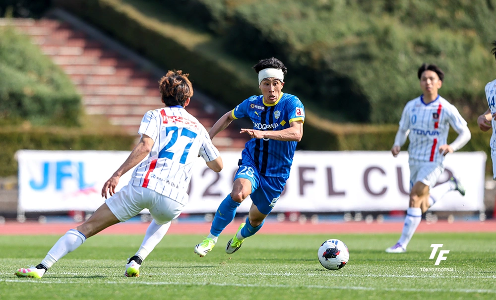 写真：負傷しながらも前線で奮闘したFW内山田。